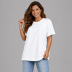 Plain Short Sleeve Long Length Cotton T-Shirt