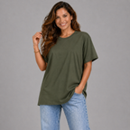 Plain Short Sleeve Long Length Cotton T-Shirt