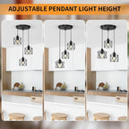 Industrial Vintage Pendant Light 3-Light Black Metal Cage Chandelier Modern Hanging Lamp for Kitchen Dining Room Living Room