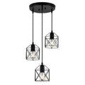 Industrial Vintage Pendant Light 3-Light Black Metal Cage Chandelier Modern Hanging Lamp for Kitchen Dining Room Living Room